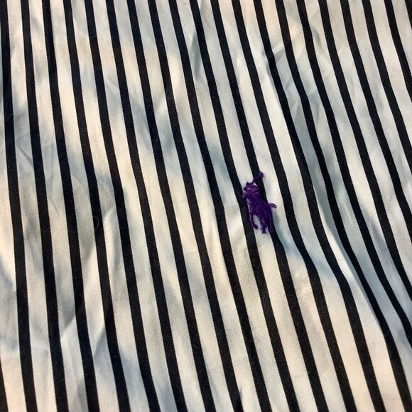 Ralph Lauren Men’s Button Down Shirt 2XLT Black White Stripe - Picture 4 of 13